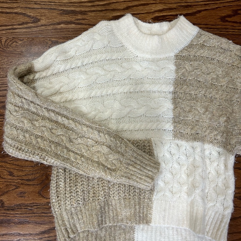 Cable crew dolman sweater (cropped)